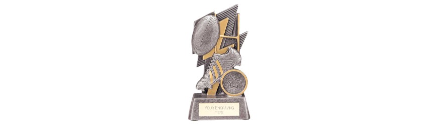 STRIKE BOLT RUGBY AWARD - 3 SIZES - 13CM TO 17CM STRIKE BOLT RUGBY AWARD - 3 SIZES - 13CM TO 17CM